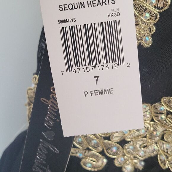 Sequin Hearts Embroidered Corset Strapless Gown-BLACK-7 - Picture 8 of 8